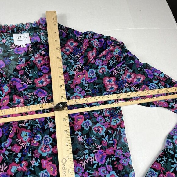 Misa Los Angeles Garance Blouse Floral Puff Long Sleeve Flowy Ruffled Top XS - Picture 7 of 10